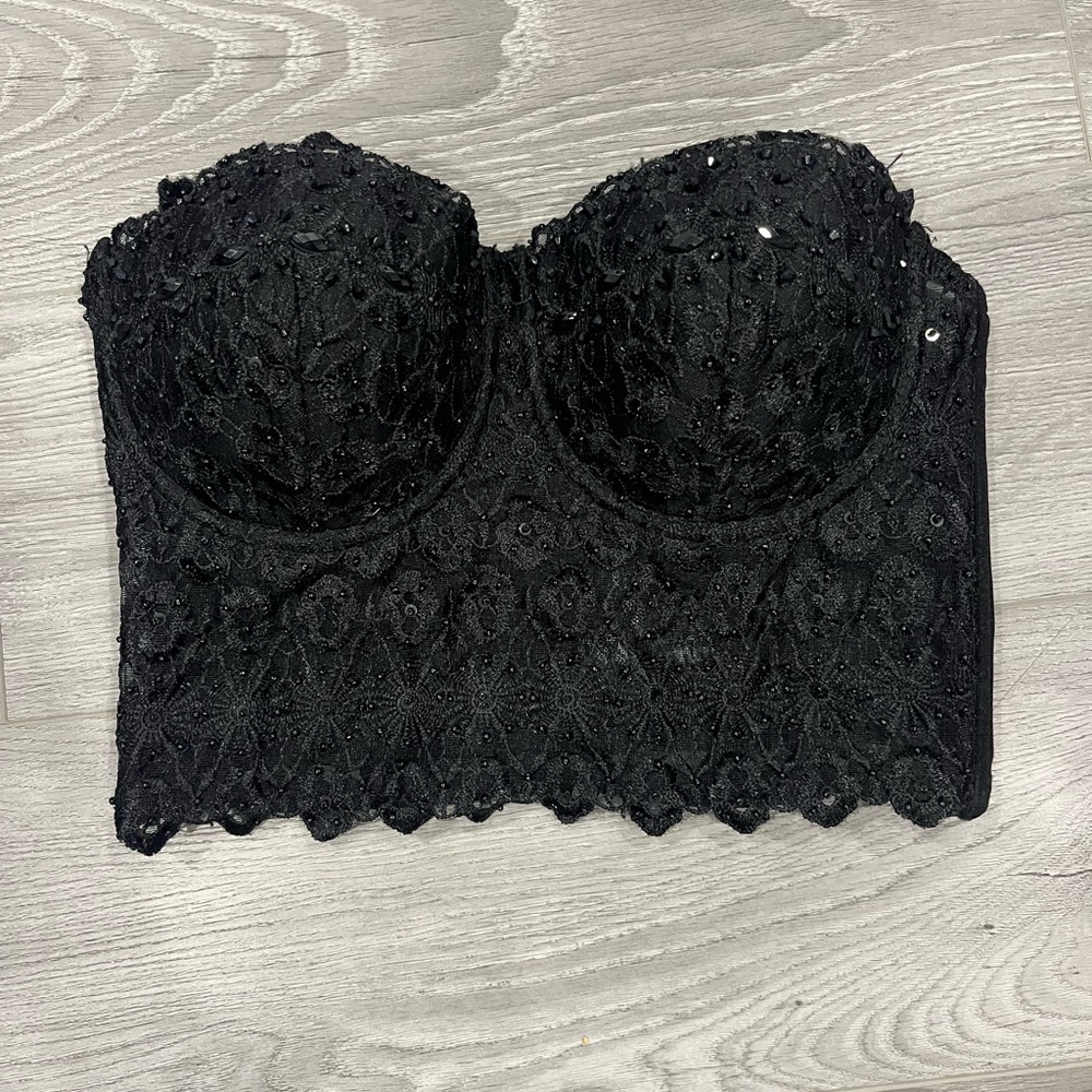Windsor Black Sequin Lace Bandeau
